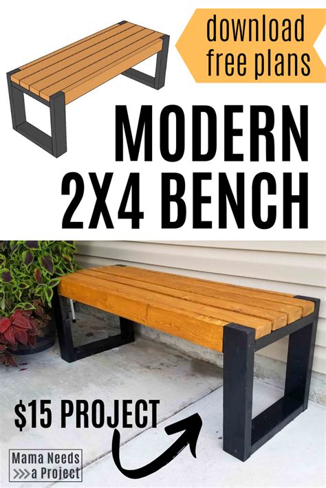 Simple 2x4 Bench Plans Build An Easy Modern Bench Mama Needs A
