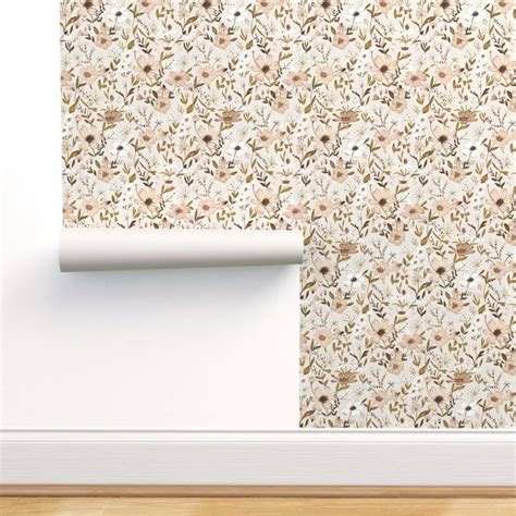 Neutral Blooms Commercial Grade Wallpaper Vintage Bloom 1 De Gomboc