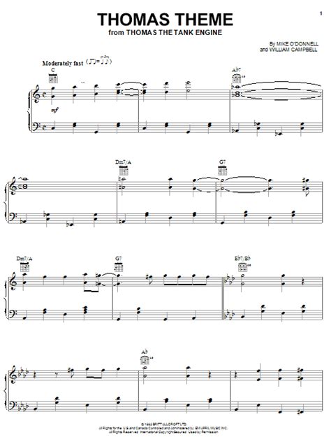 Thomas Theme From Thomas The Tank Engine Sheet Music By Mike O