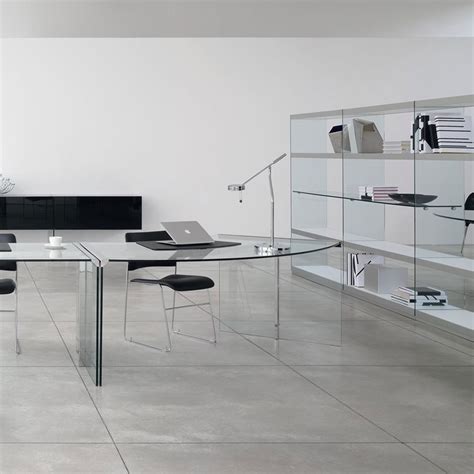 President Curved Glass And Metal Desk By Gallotti And Radice Klarity