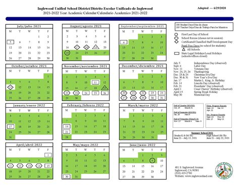 Inglewood Unified School District Holiday Calendar 2022 2023 District