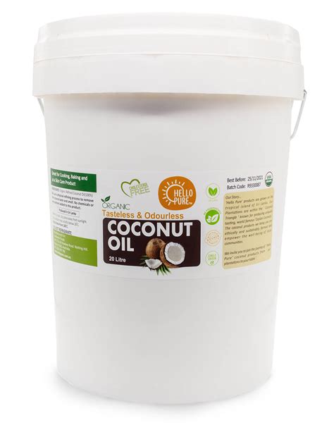 Organic Tasteless Coconut Oil Rbd 20 Litre Hello Pure