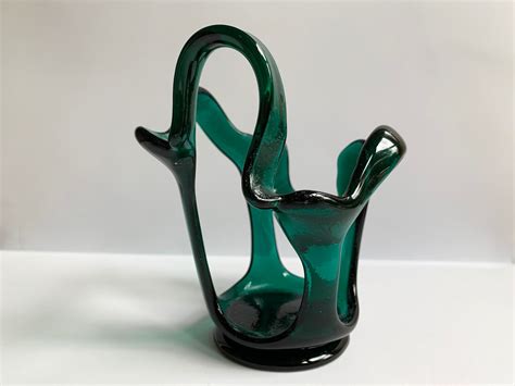 Teal Freeform Fused Glass Sculpture Glass Art Candleholder Etsy