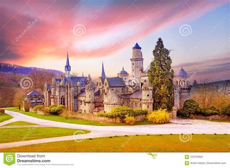 Magical Landscape With Medieval Lion Castle Or Lowenburg In
