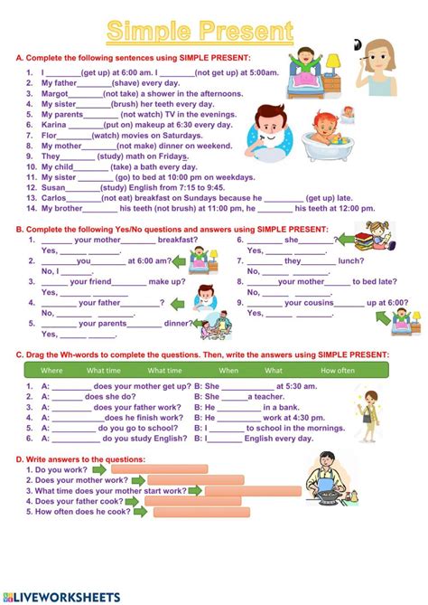 Present Simple Worksheet Grade 5