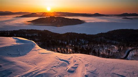 Snowy Winter Forest Sunrise Windows 10 Hd Wallpaper 1920x1080 Download