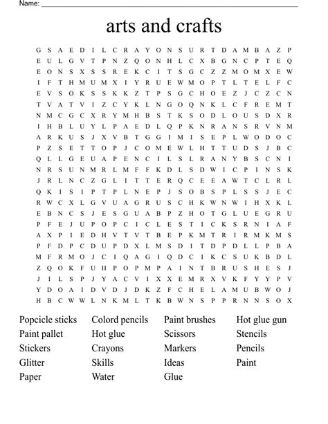 Arts And Crafts Word Search Wordmint