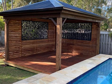 Just Finished This Pool Side Gazebo With Deco Screens Merbau R