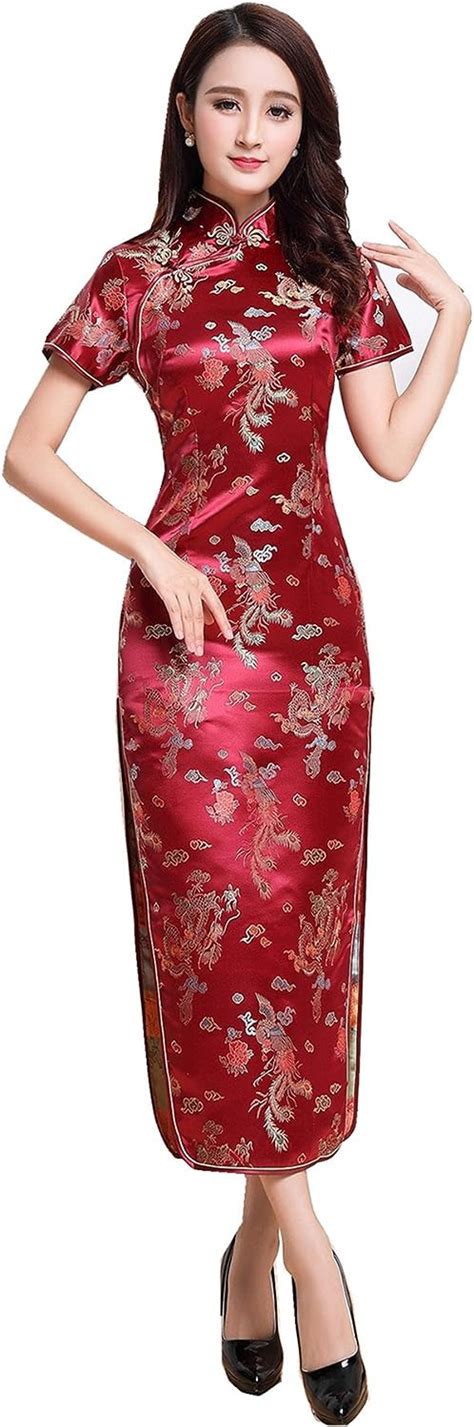 Buy Shanghai Story Short Sleeve Long Qipao Chinese Cheongsam Dress Red Online At Lowest Price In