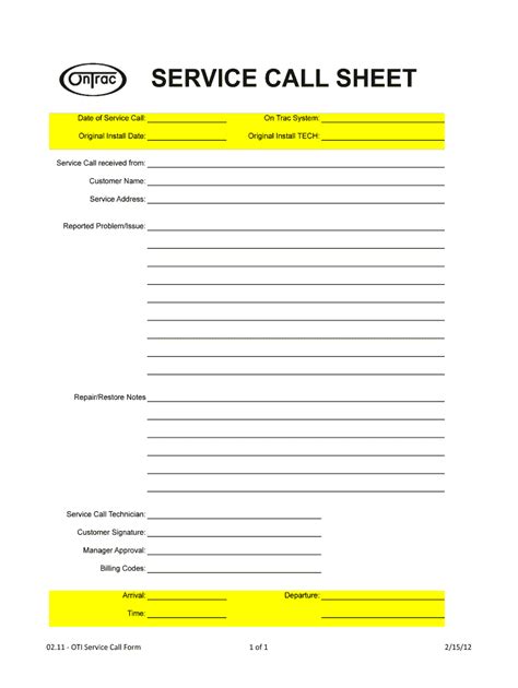 Downloadable Call Sheet Fill Online Printable Fillable Blank