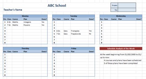 10 Free Teacher Schedule Templates Ms Word Excel And Pdf