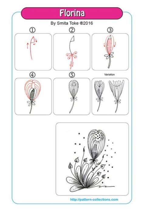 How To Draw A Flower Step By Step Image Guides Dibujos Zentangle Art