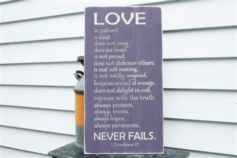 Love Never Fails 1 Corinthians 13 Carved Wood Sign Love Is Etsy