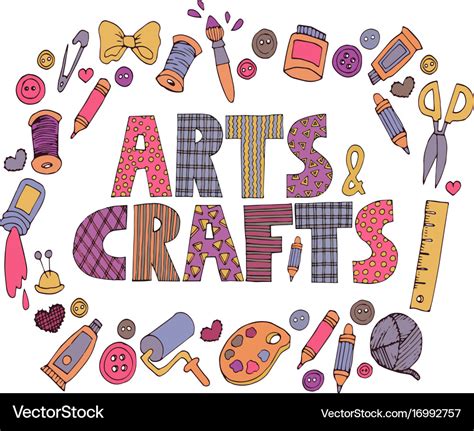 Patchwork Arts And Crafts Lettering Royalty Free Vector