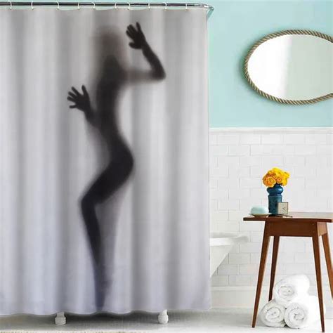 Waterproof Women Shadow Shower Curtain With Hooks Sexy Girl Women