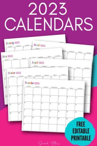 Custom Editable 2023 Free Printable Calendars Calendar Printables