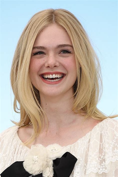 Elle Fanning Straight Ash Blonde Angled Bouffant Hairstyle Steal Her
