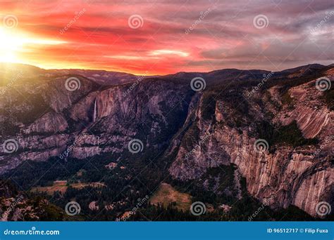 Sunset At Yosemite Stock Image Image Of Natural Sandstone 96512717