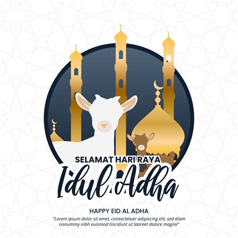 Square Selamat Hari Raya Idul Adha Or Happy Eid Al Adha Background With Sheep And Mosque