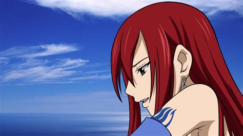 Fairy Tail Sky Scarlet Erza Redhead Long Hair Anime Wallpaper
