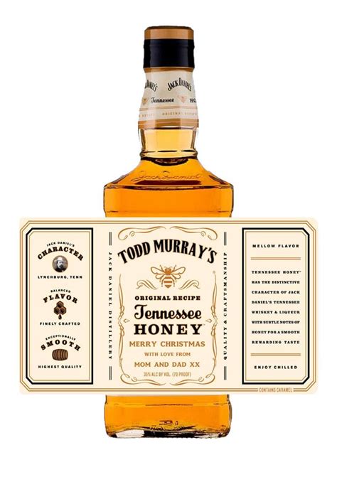 Personalised Jack Daniels Honey Jd Whiskey Bottle Label Christmas