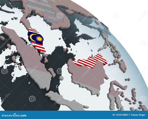Malaysia With Flag On Globe Stock Illustration Illustration Of