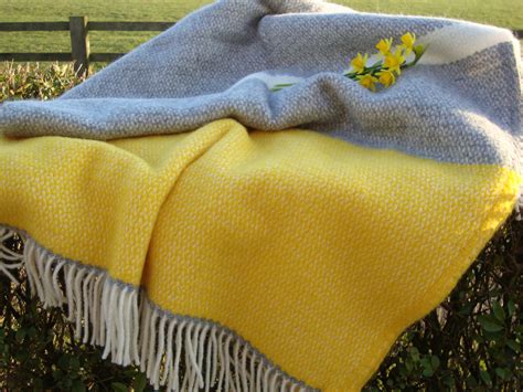 Illusion Yellow Panel Wool Throws Solway Blankets