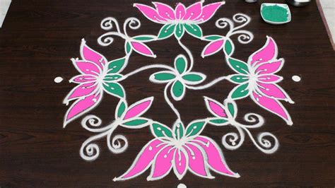 Sankranthi Flower Kolam Designs With 9x6 Dots Pongal Kolam Design S