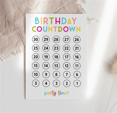 Birthday Countdown Printable Template Kids Bday Countdown Etsy Australia