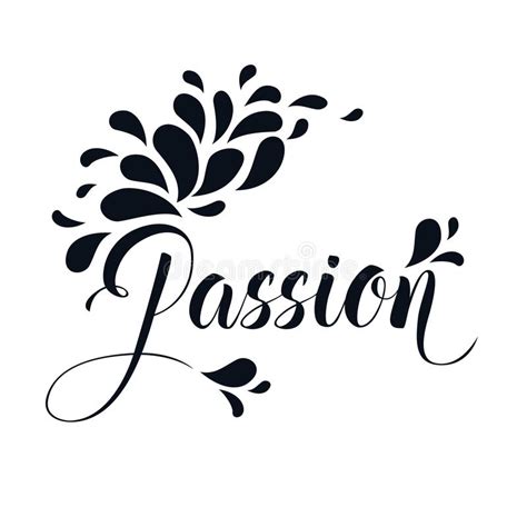 Passion Lettering Hand Written Text With Flower Decor Vector