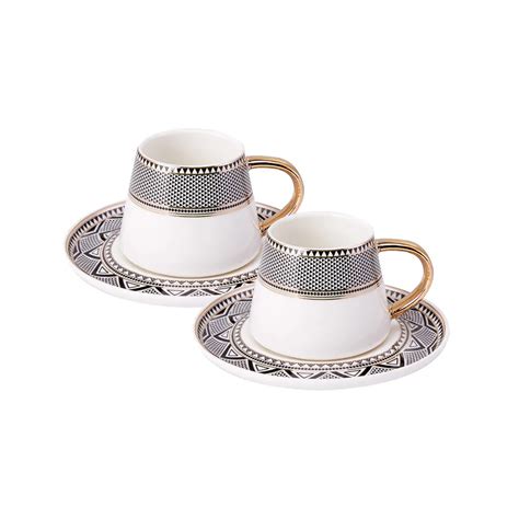 Karaca Porcelain Espresso Turkish Coffee Cup Set Of 2 4 Piece 90ml