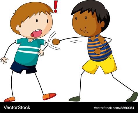 Two Boys Hitting And Punching Royalty Free Vector Image