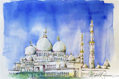 Grand Mosque Painting By Mujeeb Rahman Fine Art America