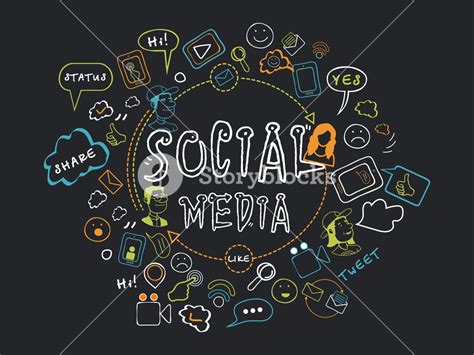 Collection Of Social Media Icons Signs And Symbols On Black Background