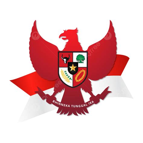 garuda pancasila emblem logo of indonesian with flag illustration around vector pancasila