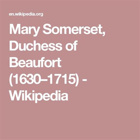 Mary Somerset Duchess Of Beaufort 16301715 Wikipedia Somerset