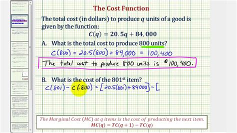 Ex Determine Total Cost And Marginal Cost No Derivative Youtube
