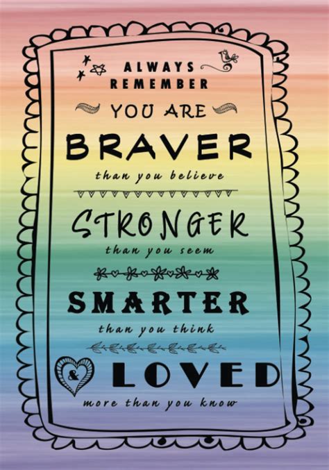 You Are Braver Than You Believe Stronger Than You Seem Smarter Than