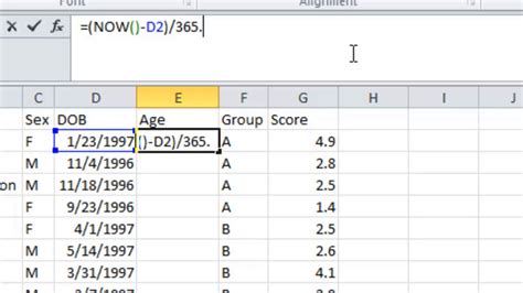 Calculating An Age In Excel YouTube