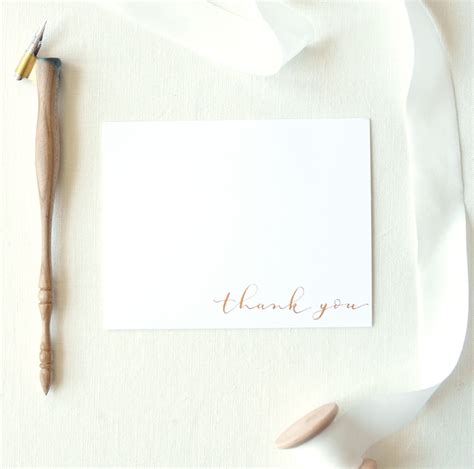 Handwritten Thank You Card Gold Calligraphy Ink Not Printed