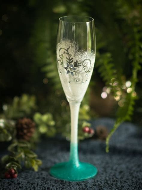 Winter Wedding Crystal Snowflake Champagne Flutes For Anniversary