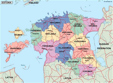 Estonia Political Map Illustrator Vector Eps Maps Eps Illustrator Map