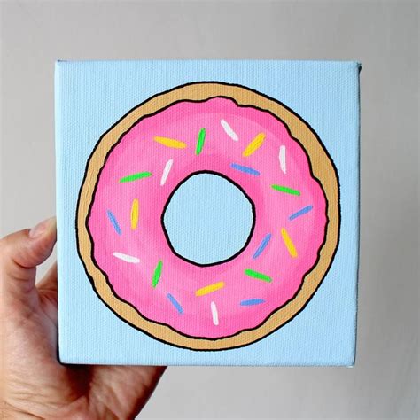 Donut Pop Art Painting On Miniature Canvas Painting Pop Art Painting