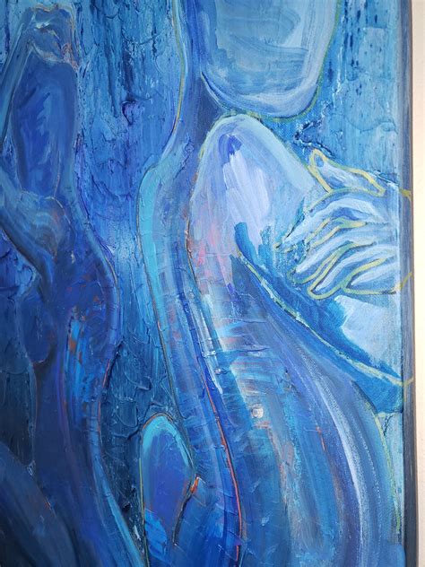 Blue Nudes Contemporary Abstract Artwork Figurative Art Etsy