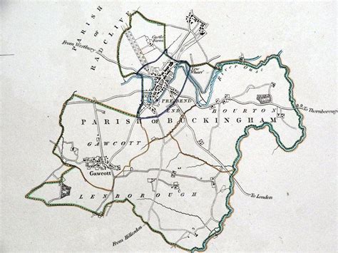My maps are a great way to document your travels or celebrate your life's journeys. BUCKINGHAM, ENGLAND, Street Plan, Dawson Original antique map 1832: Map | Lindisfarne Prints