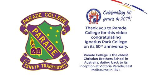 Parade College Congratulates Ignatius Park College For 50 Years Youtube