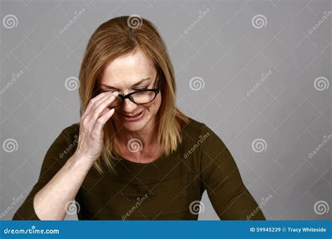 Blonde Woman Taking Off Her Glasses Stock Image Image Of Real Color 59945239