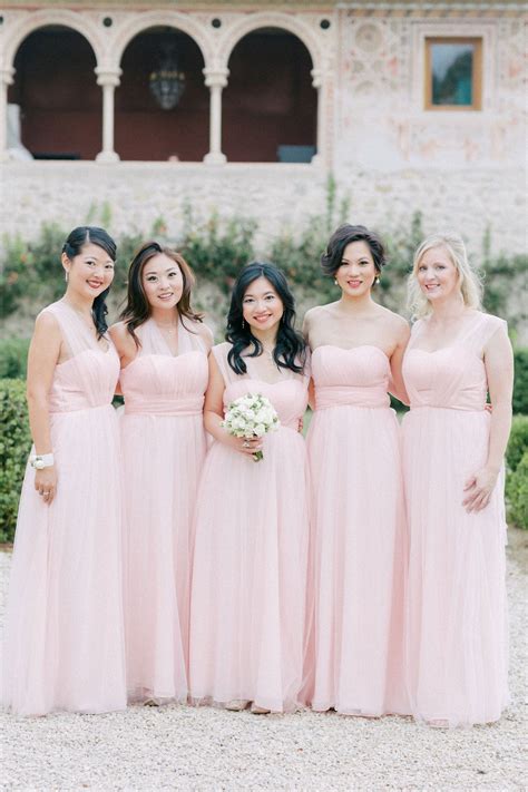 Light Pink And Long Bridesmaid Dresses