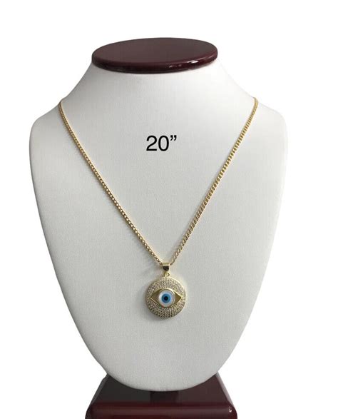 18K Gold Filled Evil Eye Necklace Pendant Collar Dije Mal De Ojo