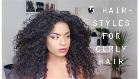 5 quick easy hairstyles for curly hair youtube